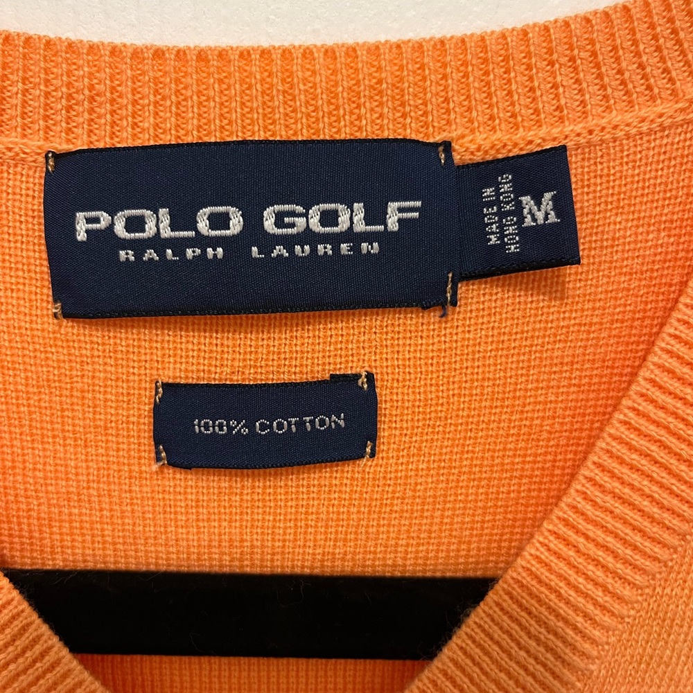 Polo Ralph Lauren 100 % Cotton Men's Vest Orange Blue Pony Size M - Picture 4 of 7